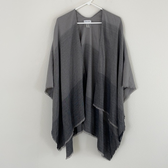 Calvin Klein Open Front Color Block Poncho - Picture 1 of 16